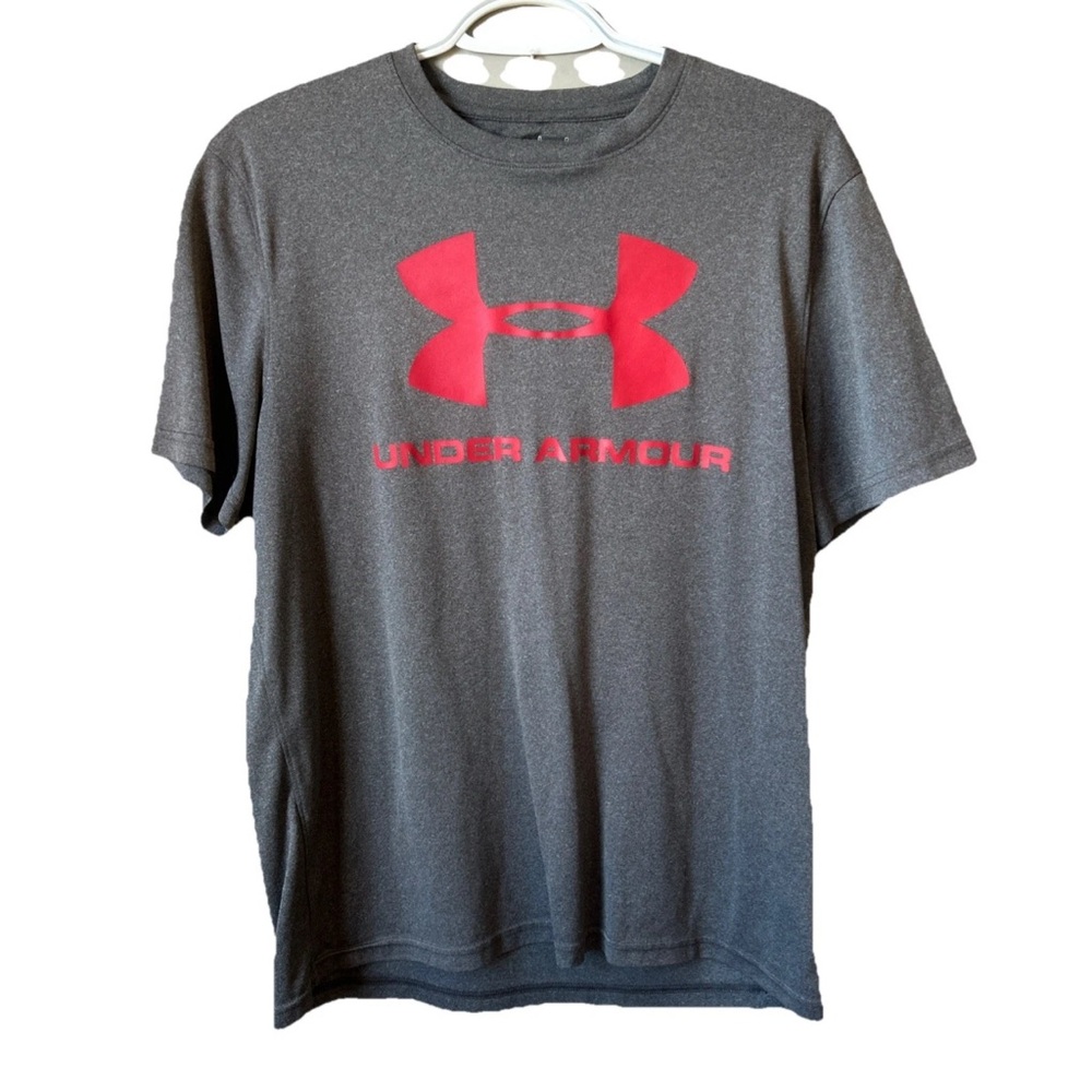 Under Armour Gray and Red Short Sleeve Tee